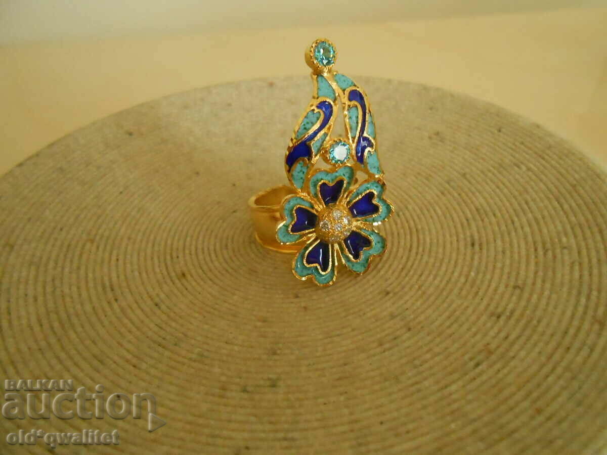 Very beautiful ring with enamel and gilding - 6 Very beautiful ring with enamel and gilding - 6