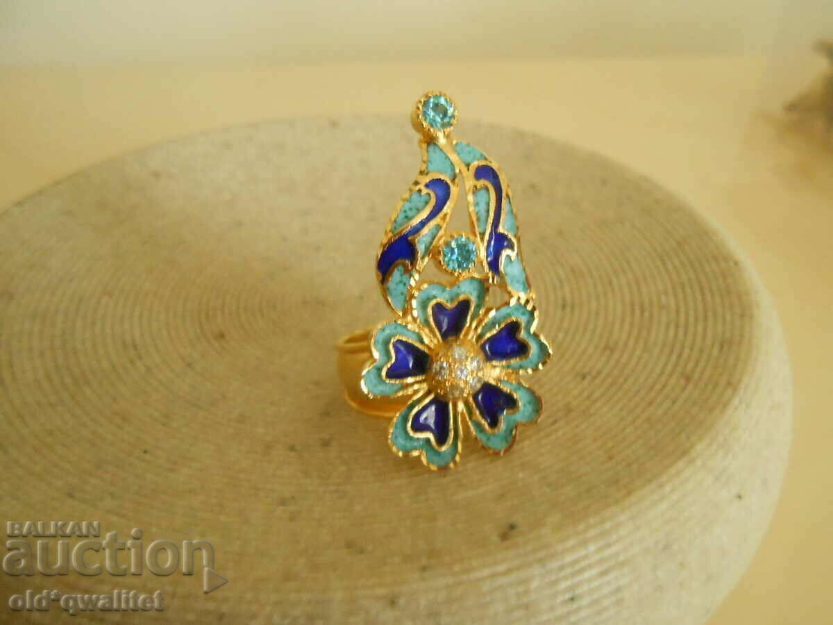 Very beautiful ring with enamel and gilding - 7 Very beautiful ring with enamel and gilding - 7