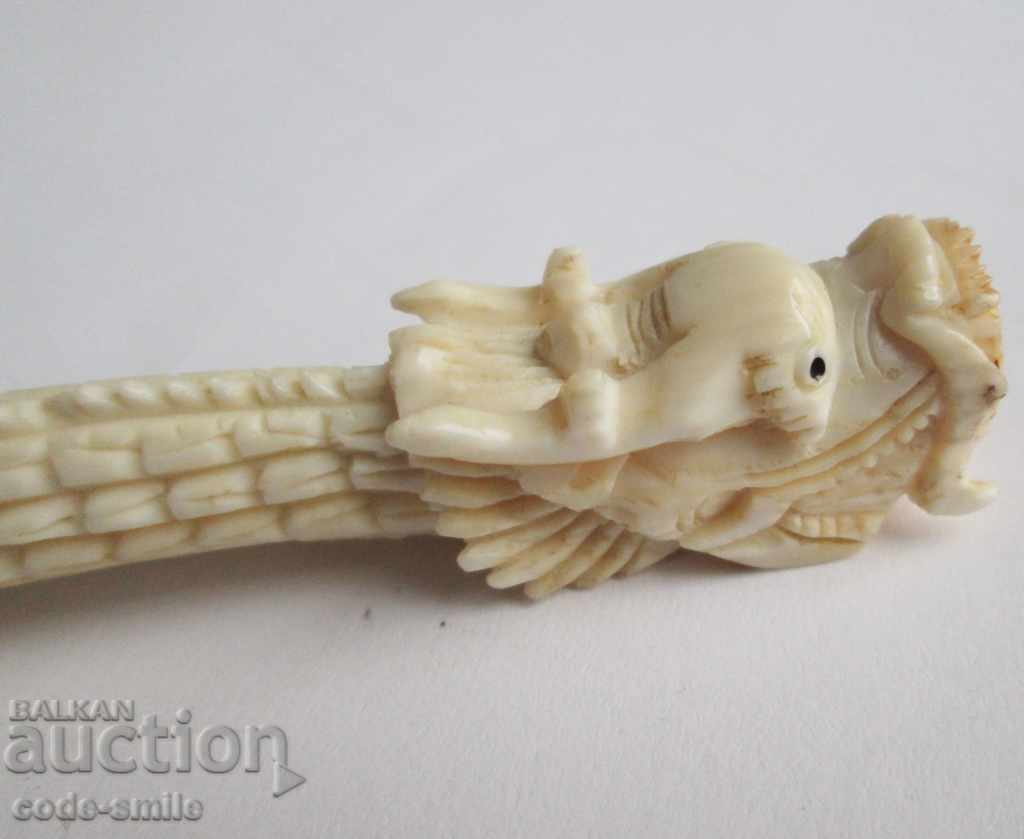 Antique Very Old Chinese Dragon Bone Cigarette - 5 Antique Very Old Chinese Dragon Bone Cigarette - 5