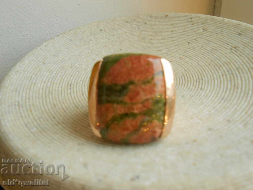 Auction Exclusive silver RING gilding with natural Unakit Auction Exclusive silver RING gilding with natural Unakit