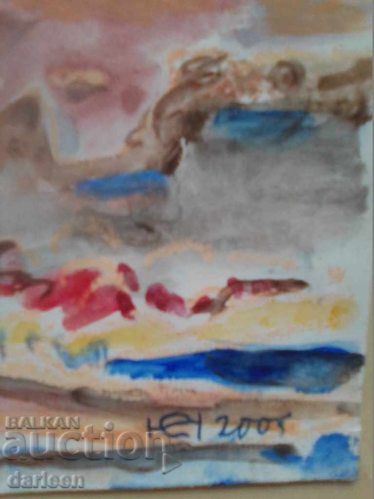 Auction Landscape in blue, drawing by Prof. Emil Nikolov Auction Landscape in blue, drawing by Prof. Emil Nikolov