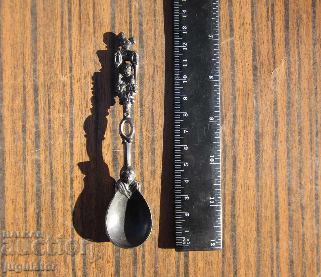Bulgarian Revival ritual tin spoon with a saint - 7 Bulgarian Revival ritual tin spoon with a saint - 7