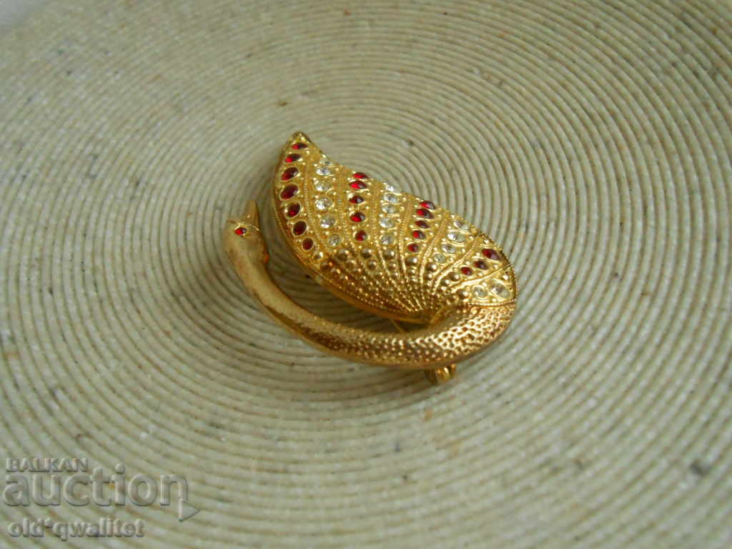 Auction  Wonderful SILVER BROOCH with gilding SWAN, silver 925