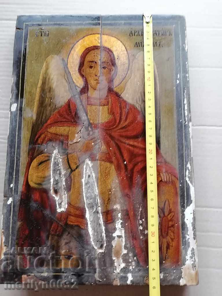 Painted icon Archangel Michael 19th century cross painting - 5 Painted icon Archangel Michael 19th century cross painting - 5