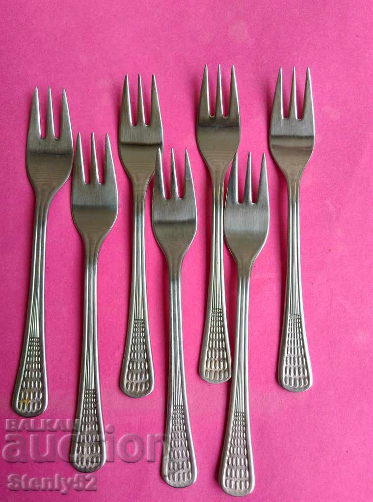 7 small forks of the factory P. Denev Gabrovo - for dessert - 14.5