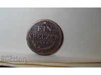 Монета Австрия 1 кройцер 1816 буква А