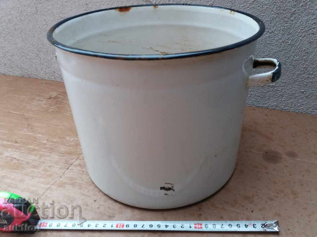 OLD ENAMELED LARGE SOC. POT - 6