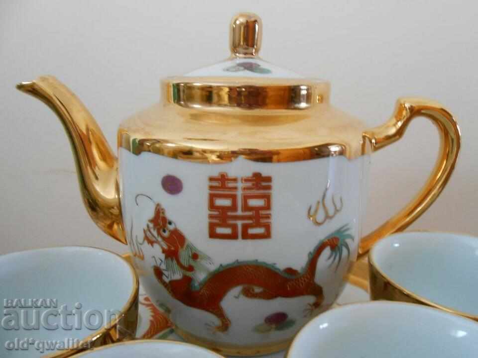 Japanese SERVICE, PORCELAIN, gold edges, stamps - 5 Japanese SERVICE, PORCELAIN, gold edges, stamps - 5