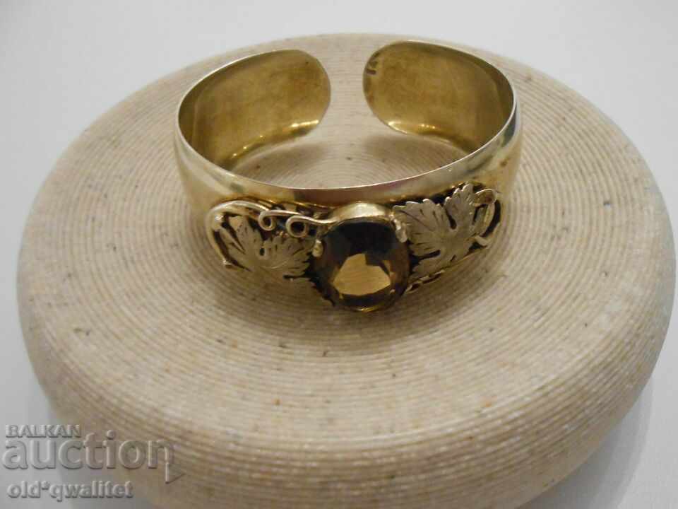 Masterful silver bracelet, Silver 835 with est. stone, stamps - 6 Masterful silver bracelet, Silver 835 with est. stone, stamps - 6