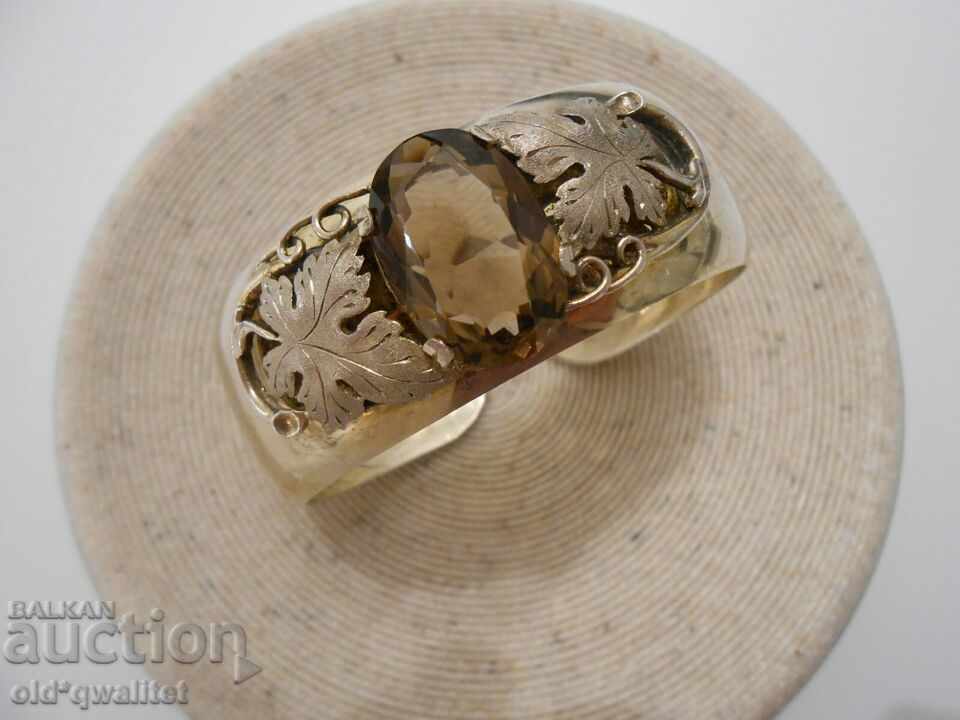 Masterful silver bracelet, Silver 835 with est. stone, stamps - 7 Masterful silver bracelet, Silver 835 with est. stone, stamps - 7