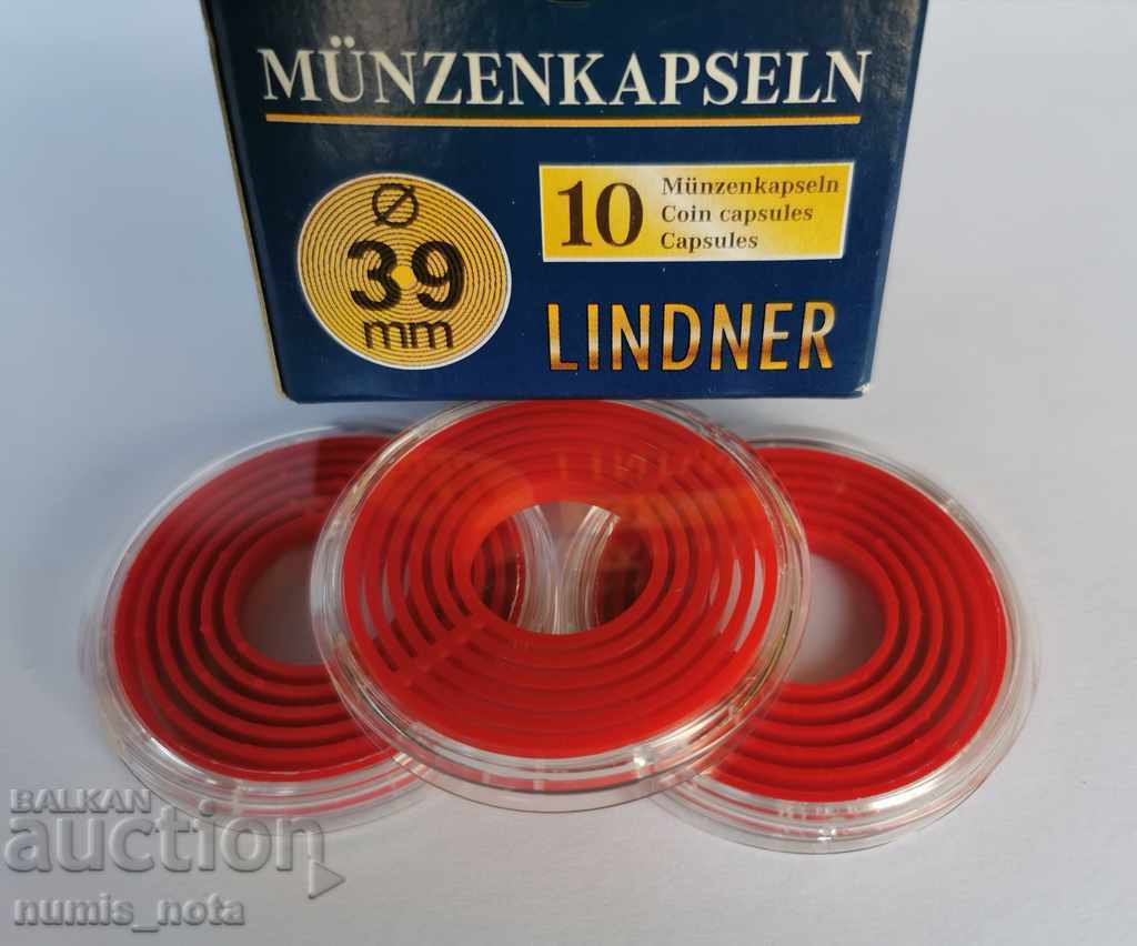 LINDNER coin capsules with limiter from 16 to 39 mm.