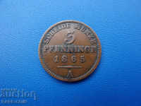 IX (1)  Прусия  3  Пфенниг 1865 Rare