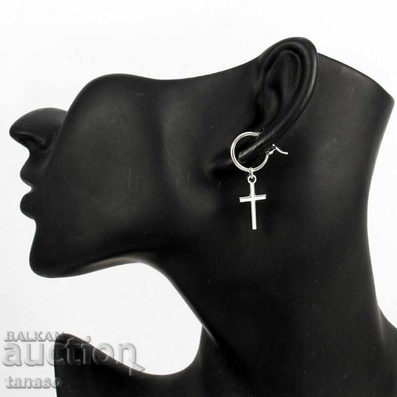 Stainless steel earrings - cross, hoop, hanging with price 20.00 BGN | € 10.23 Stainless steel earrings - cross, hoop, hanging with price 20.00 BGN | € 10.23