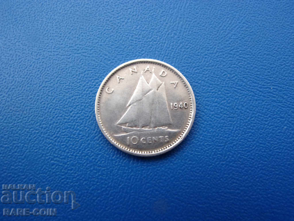 IX (42)  Канада  10  Цента  1940  Сребро