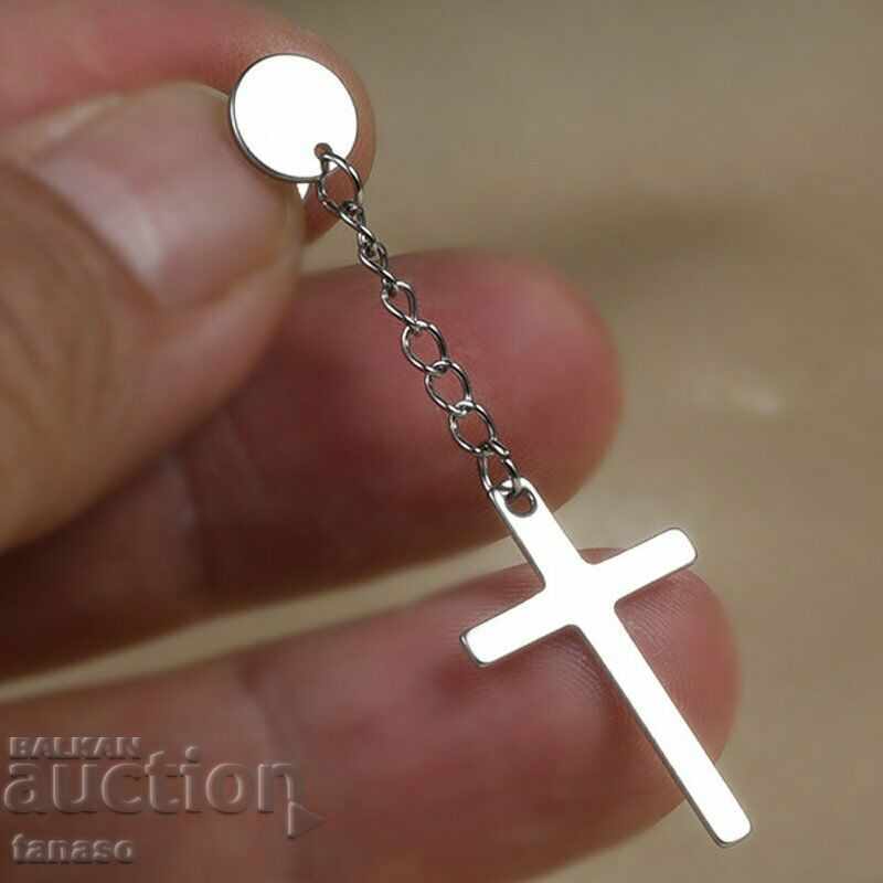 Punk stainless steel earring, single, with a cross with price 10.00 BGN | € 5.11 Punk stainless steel earring, single, with a cross with price 10.00 BGN | € 5.11