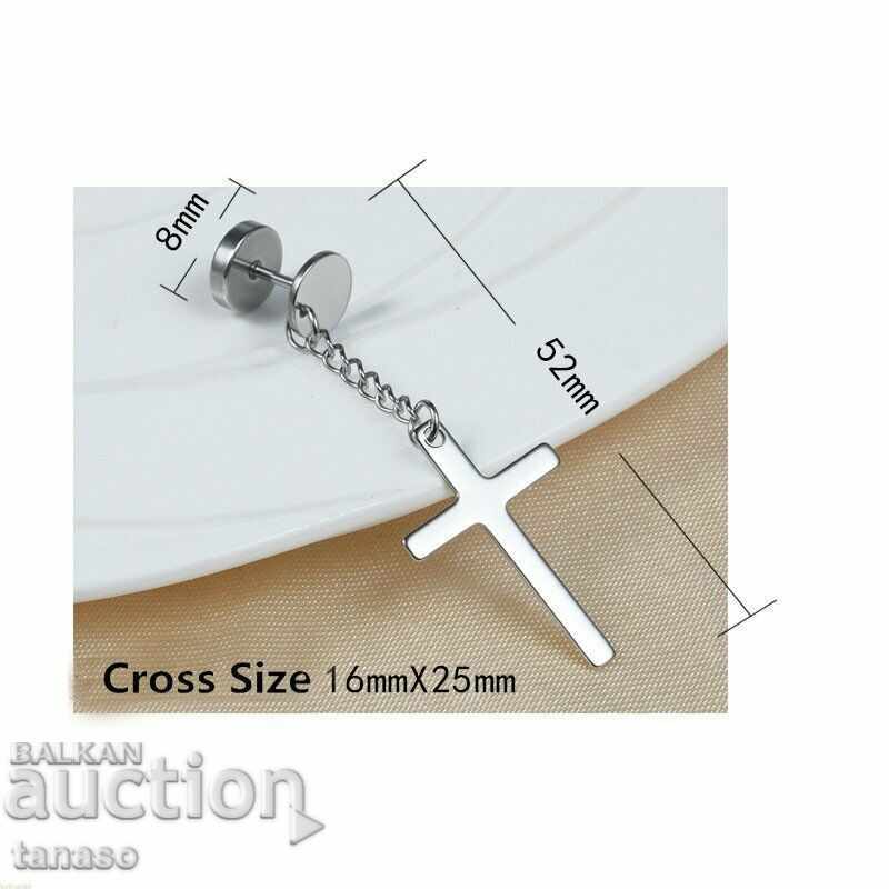 Delivery of Punk stainless steel earring, single, with a cross Delivery of Punk stainless steel earring, single, with a cross