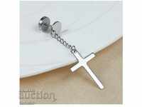 Punk stainless steel earring, single, with a cross