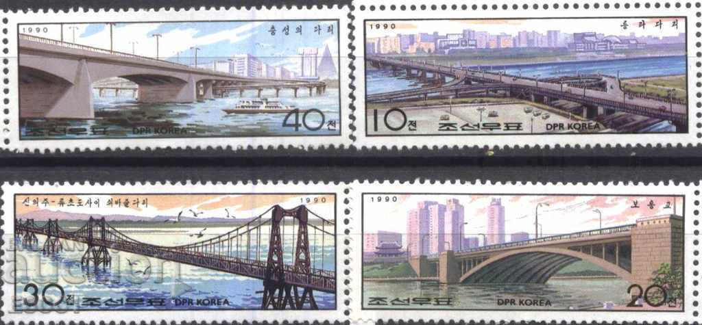 Чисти марки Архитектура Мостове  1990 от Северна Корея