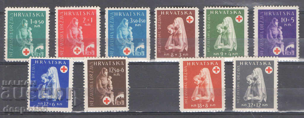 1943. Κροατία. Φιλανθρωπικά γραμματόσημα για τον Ερυθρό Σταυρό.