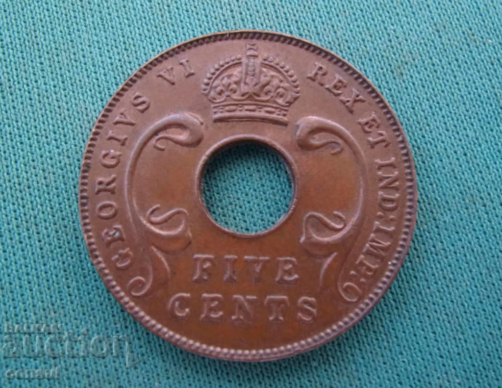 Africa de Est britanică 5 Cent 1941 Rare
