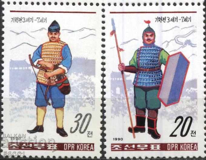 Καθαρά γραμματόσημα Μεσαιωνικοί πόλεμοι 1990 από τη Βόρεια Κορέα