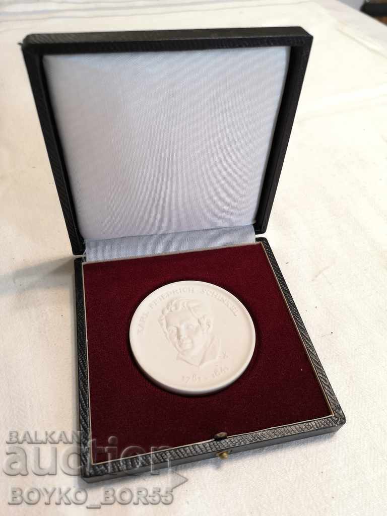 Παλαιό γερμανικό μετάλλιο πλάκας San Susi Meissen πορσελάνη