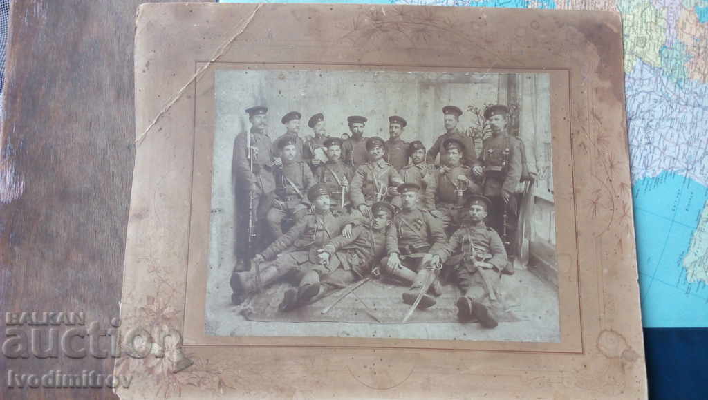 Φωτογραφία Στρατιώτες και λοχίες Χαρτόνι Α 'Παγκοσμίου Πολέμου