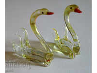 Murano Murano pair 2X swan mini swans old figurines