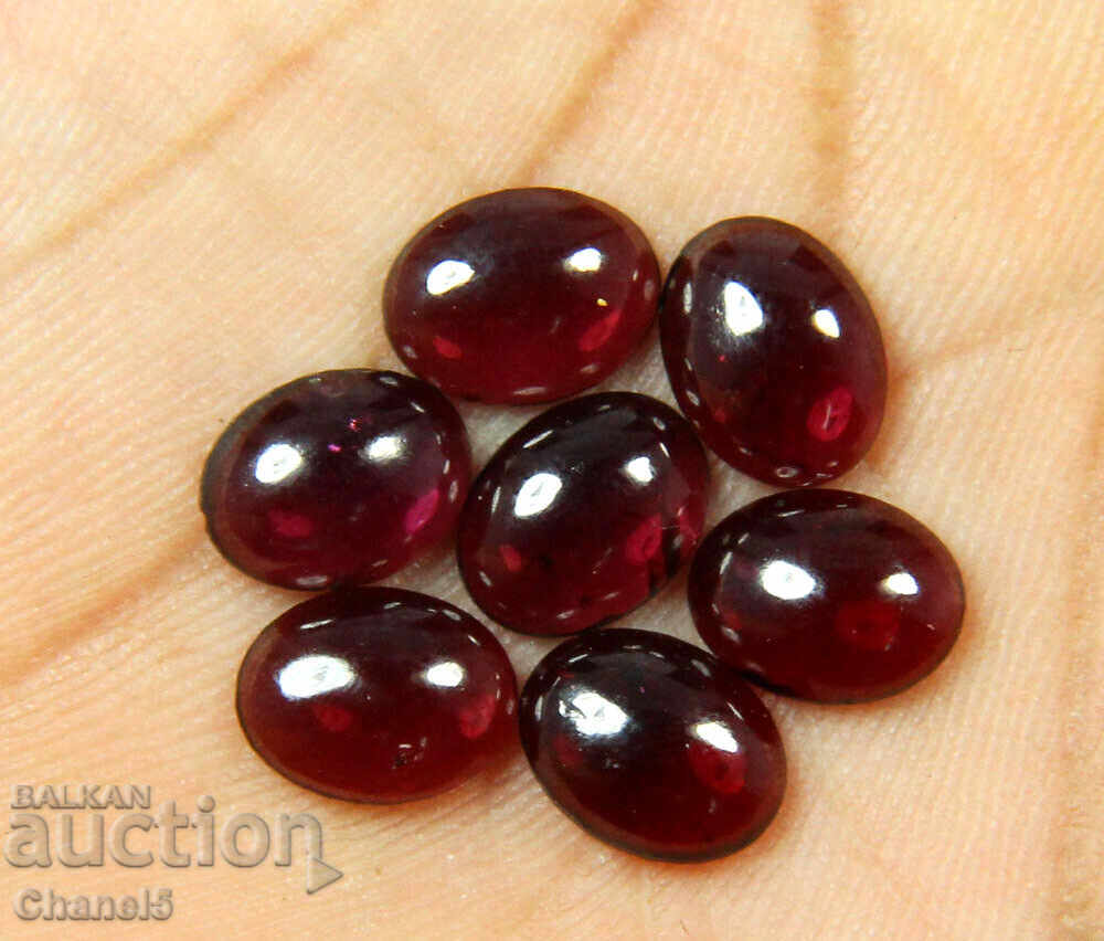Auction NATURAL GARNETS, RHODONITE - 7 pcs. Oval Cabochon (194) Auction NATURAL GARNETS, RHODONITE - 7 pcs. Oval Cabochon (194)