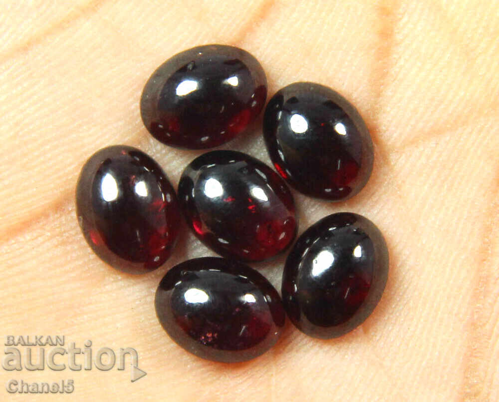 NATURAL GARNETS, RHODONITE - 6 pcs. Oval Cabochon (195) with price 8.00 BGN | € 4.09 NATURAL GARNETS, RHODONITE - 6 pcs. Oval Cabochon (195) with price 8.00 BGN | € 4.09