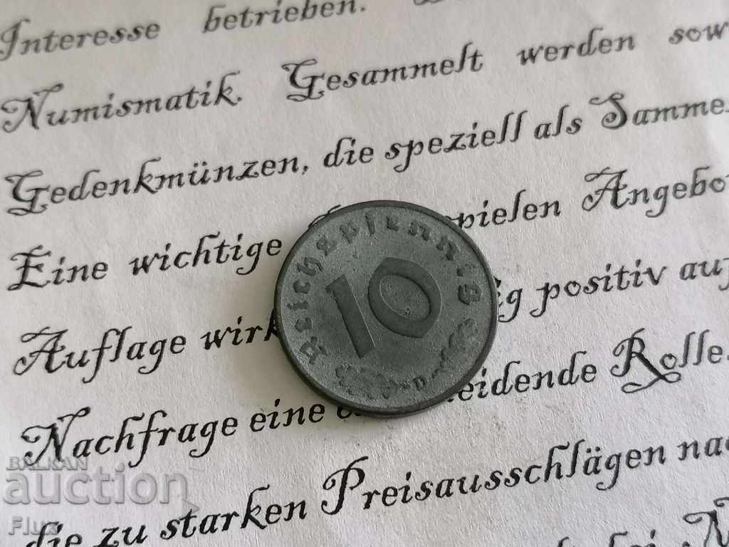 Monedă Reich - Germania - 10 pfennigs 1940; Seria D.