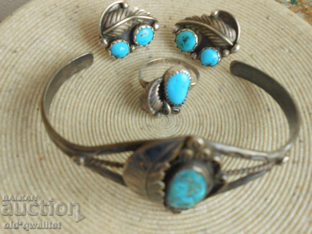 Auction  Silver BRACELET and Ring, Silver 925 and Turquoise