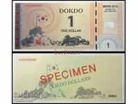 ДОКДО 1 Долар DOKDO 1 Dollar, Specimen, 2012 UNC МНОГО РЯДКА