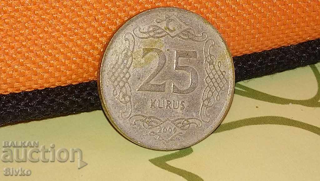 Монета Турция 25 куруша 2009