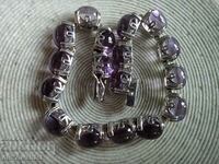 BRACELET, silver with purple stones, Silver 925