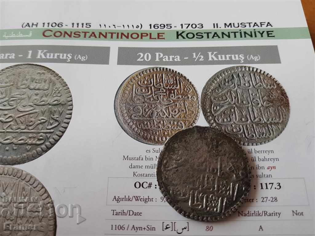 20 PAIRS RR 1106 MUSTAFA II OTTOMAN TURKEY silver coin - 7 20 PAIRS RR 1106 MUSTAFA II OTTOMAN TURKEY silver coin - 7