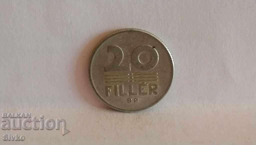 Монета Унгария 20 филера 1968