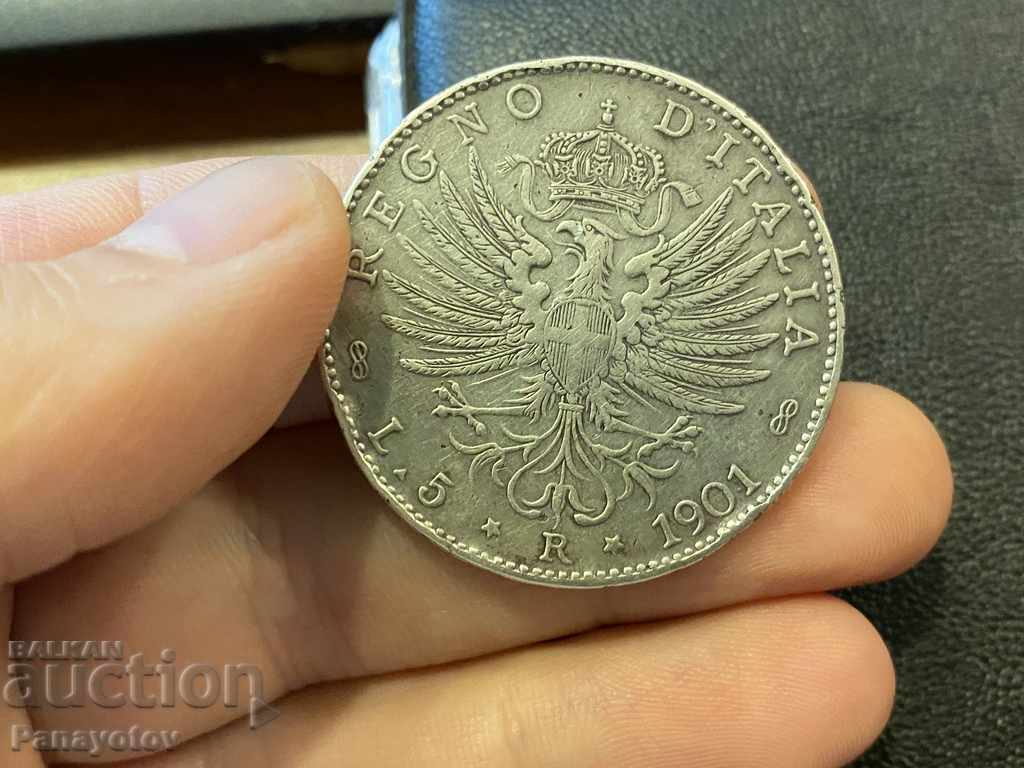 5 Lire 1901 Victor Emmanuel II 5R MONEDA ITALIANĂ RARĂ - 5