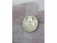Българска царска сребърна монета 1 лев 1910