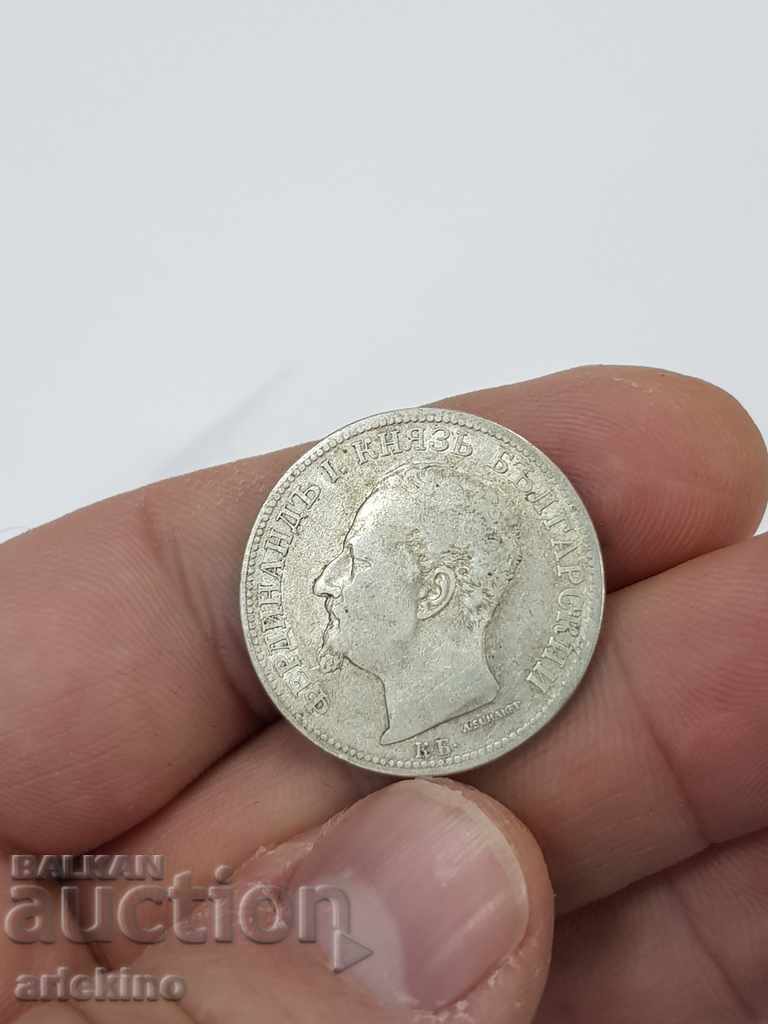 Bulgarian Princely Silver Coin 2 Leva 1891 - 5 Bulgarian Princely Silver Coin 2 Leva 1891 - 5