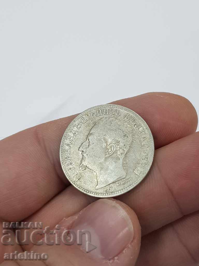 Bulgarian Princely Silver Coin 2 Leva 1891 - 6 Bulgarian Princely Silver Coin 2 Leva 1891 - 6