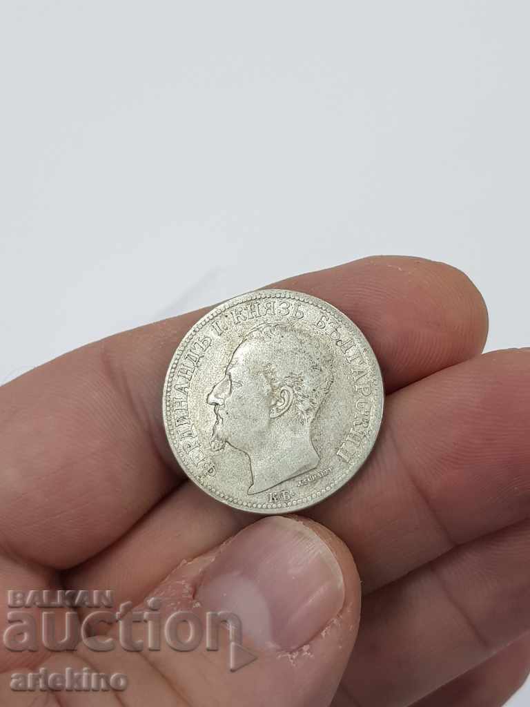 Bulgarian Princely Silver Coin 2 Leva 1891 - 7 Bulgarian Princely Silver Coin 2 Leva 1891 - 7