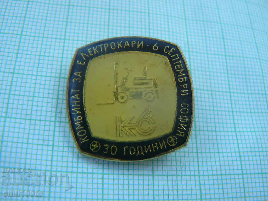 Badge - 30 years. Electric truck factory September 6, Sofia