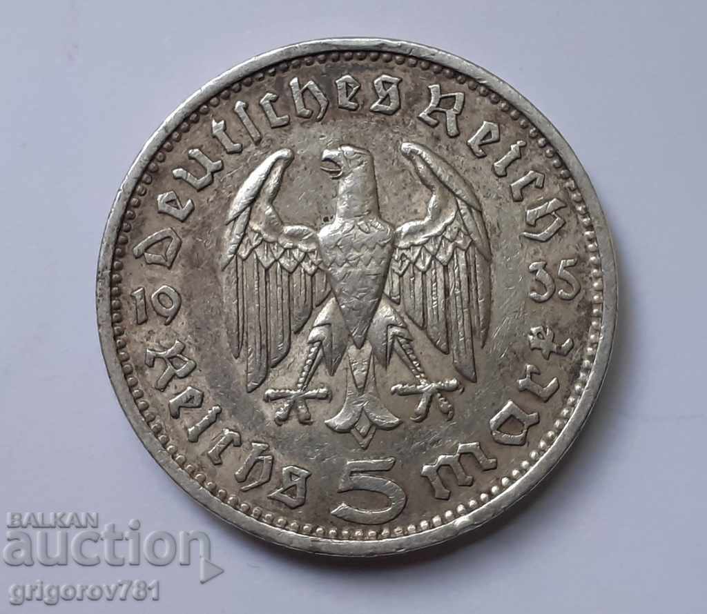 Moneda de argint 5 marci Germania 1935 F III Reich #28
