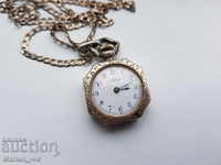Дамски сребърен часовник със сребърна верижка