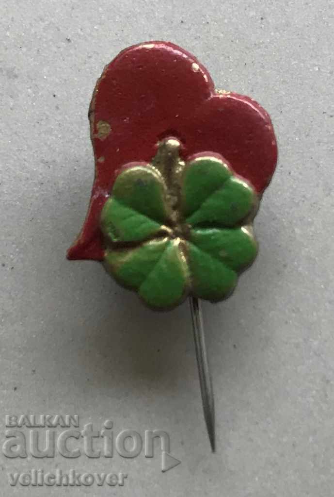 29258 Bulgaria a sign of luck and love heart and clover 40s