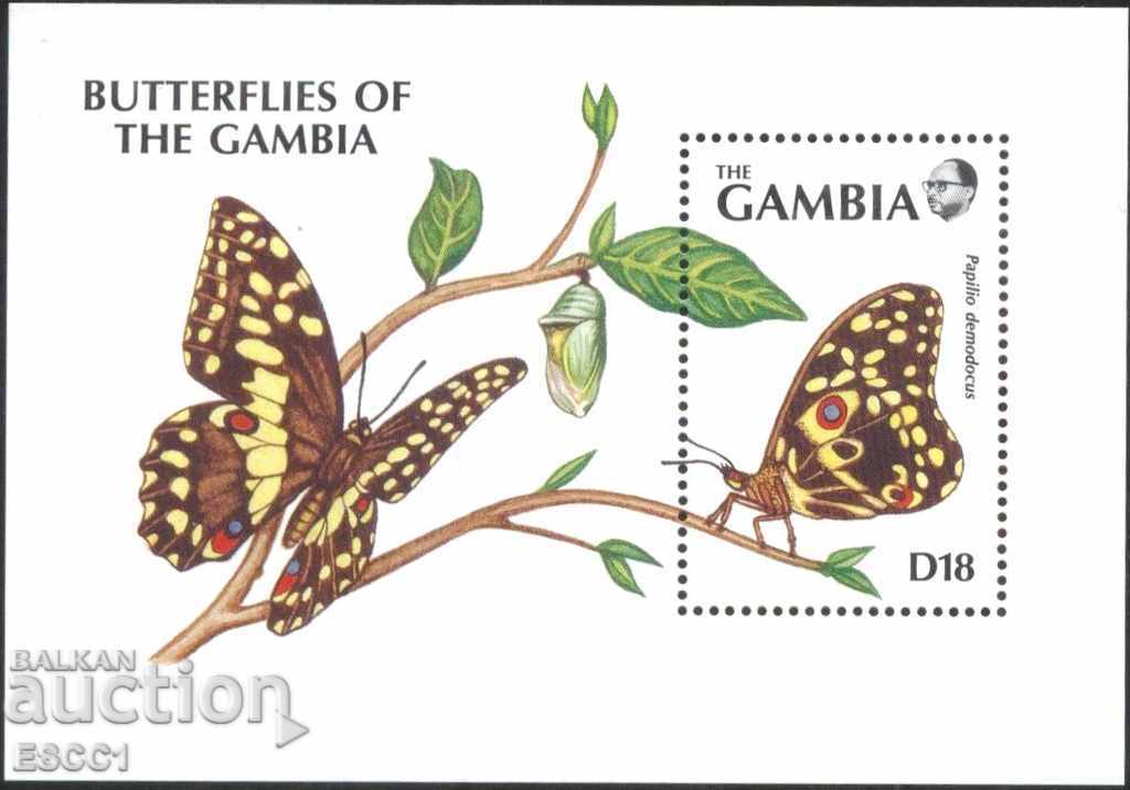 Pure block Fauna Butterflies 1991 from Gambia