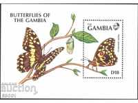 Pure block Fauna Butterflies 1991 from Gambia