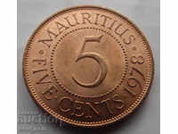 Mauritius 5 Cent 1978 Rare coin