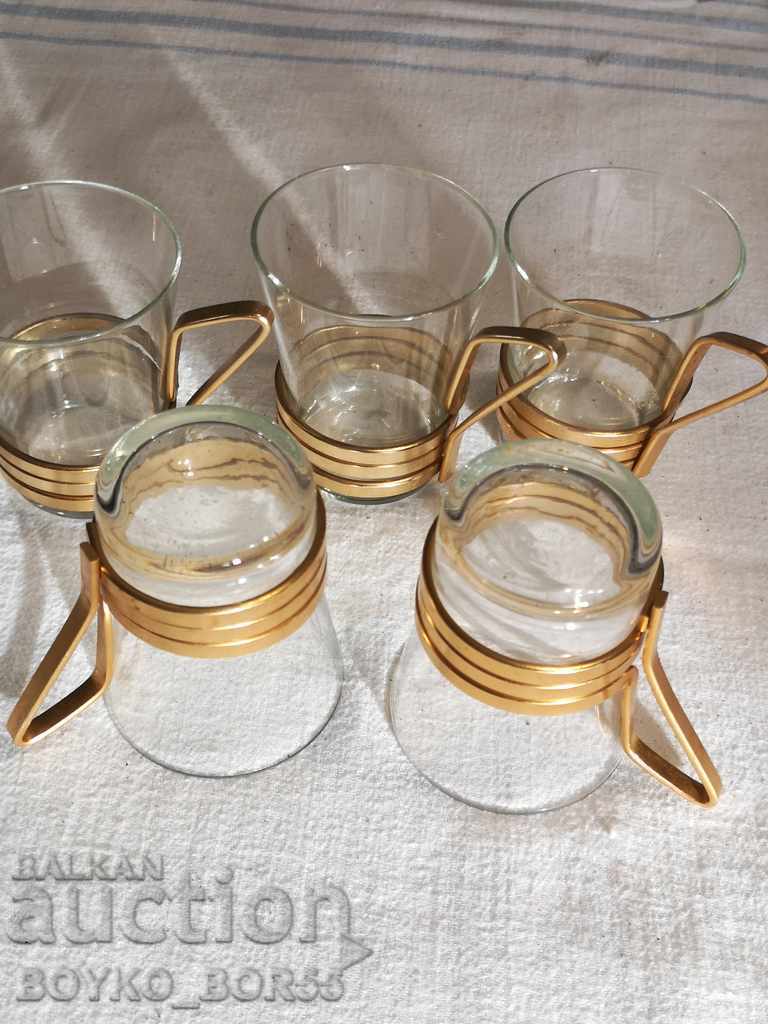 Auction Gorgeous Antique German Refractory Cups with Metal Handles Auction Gorgeous Antique German Refractory Cups with Metal Handles